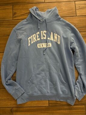 Fire Island New York Light Blue Hoodie Sweatshirt - Men